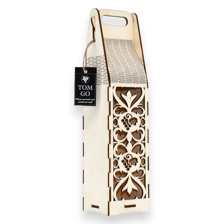 Cutie vin gravată - model struguri & decor ornamental