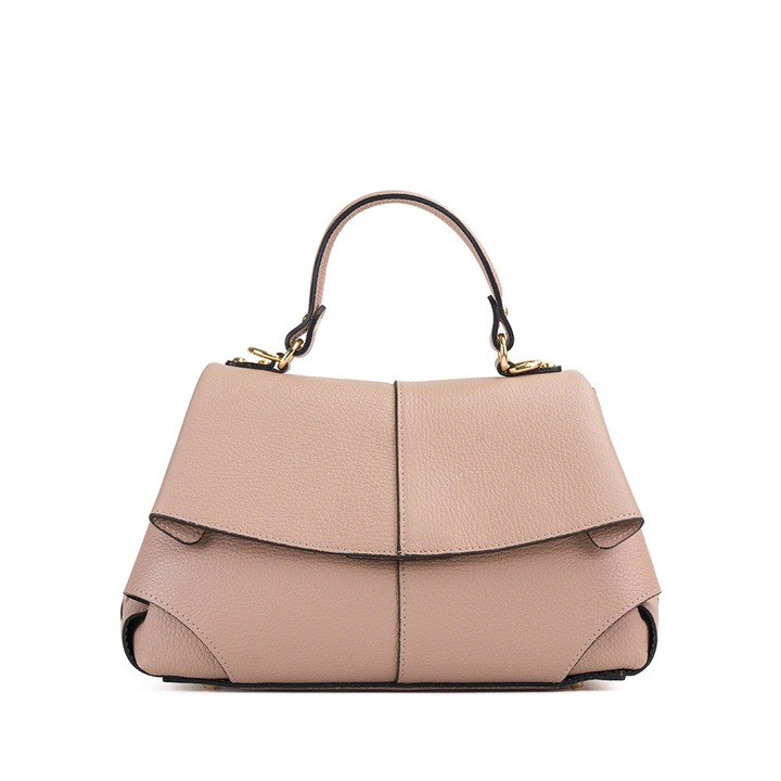 Poseta Piele Amelie - Roz Pudra, Geanta Casual din Piele Naturala, Geanta, Genti