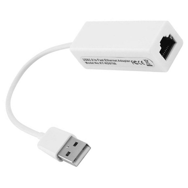 Adaptor de Retea, Usb A Stef's Cat Tata la Rj45 Mama, 10/100mbps, Plug&play, Alb