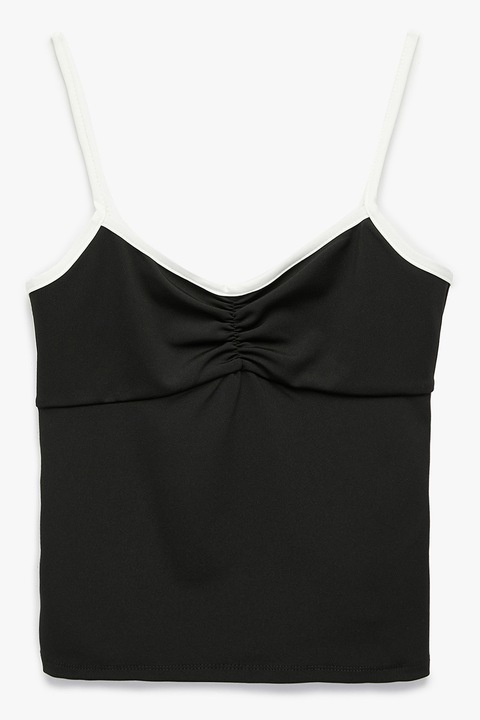 KOTON, Top slim fit cu bretele subtiri, Negru