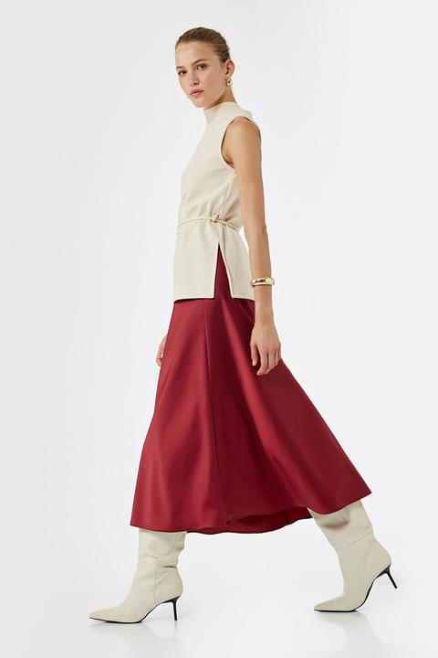 KOTON, Fusta midi de satin, Rosu inchis