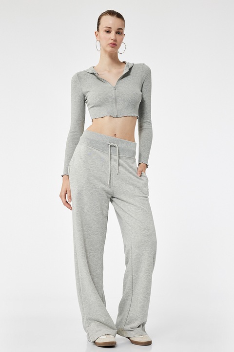 KOTON, Hanorac crop cu fermoar, Gri melange