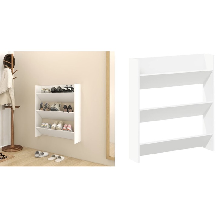 Pantofar de perete, alb, 80x18x90 cm, PAL