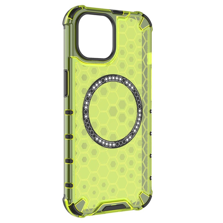 Husa HoneyComb pentru iPhone 12 Pro / 12, Magnet MagCase, AntiDrop Corners, Verde