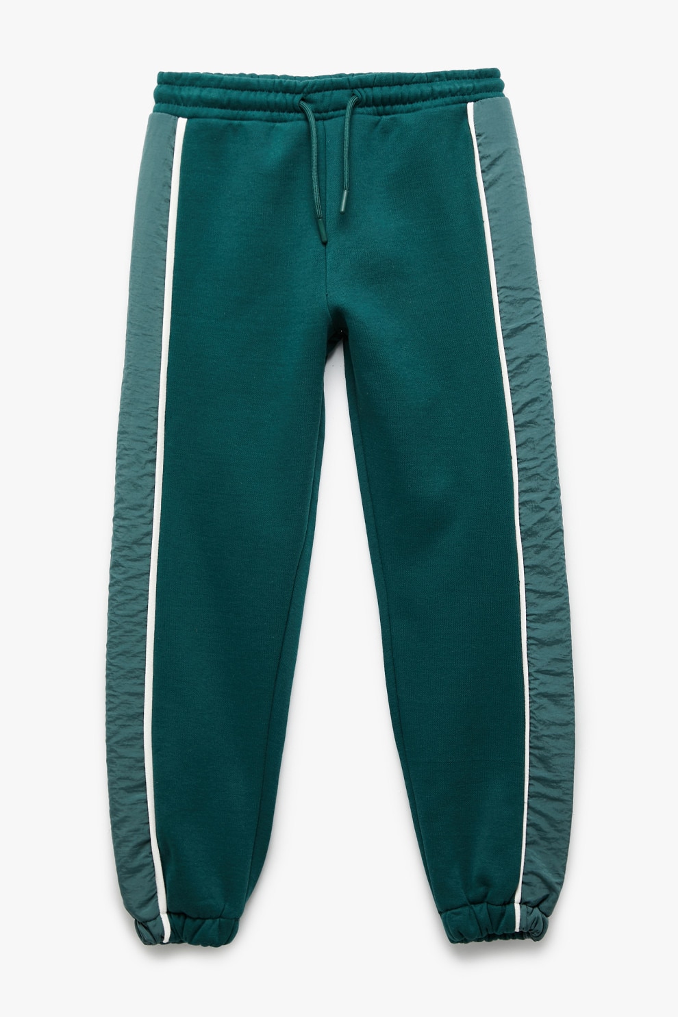 KOTON, Pantaloni relaxed fit de trening cu talie ajustabila, Alb, Verde, 134-140 CM