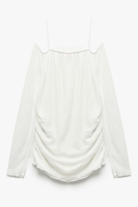 KOTON, Bluza cu decupaj pe umar, Alb murdar