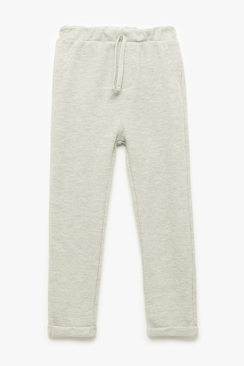 KOTON, Pantaloni lungi din bumbac cu snur de ajustare, Alb fildes/Gri