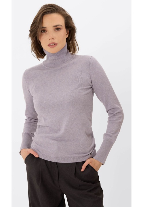 Pulover cu guler inalt Volcano S-Juli, dama, usor, violet deschis melange, Violet deschis melange