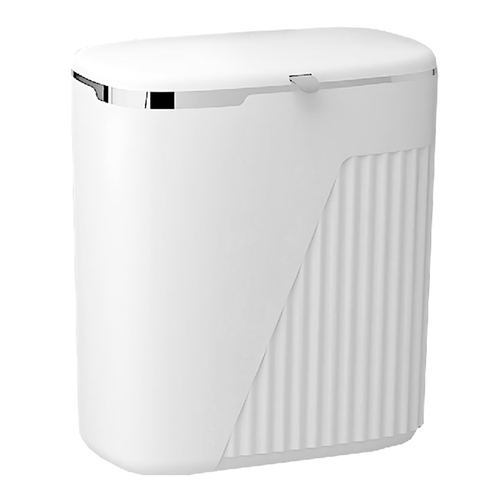 Cos de gunoi, Teno, alb, 7 L, design modern, doua moduri de deschidere, alb