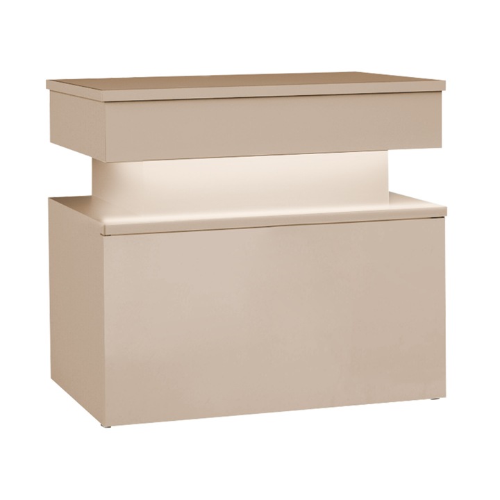 Noptieră Mirjan24 Lestirola Bis LED, bej, 55x39x51 cm, sertare lucioase, sistem PUSH TO OPEN