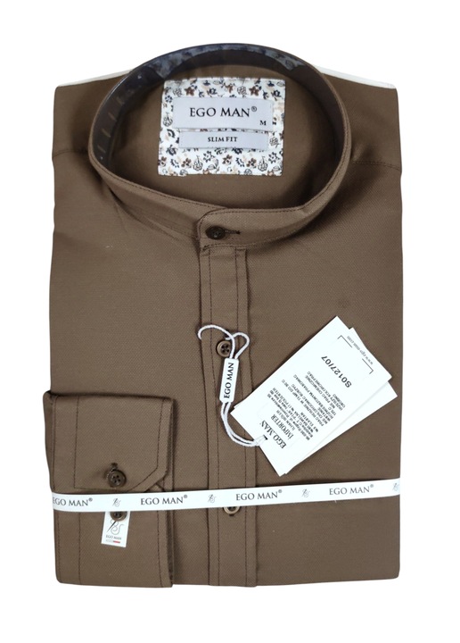 Alkalmi ing, slim fit, pamut/poliészter, hosszú ujjú, khaki