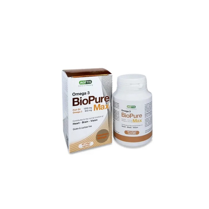 Agetis Biopure Max 60 capsule, ulei de pește, Omega-3, pentru bărbați