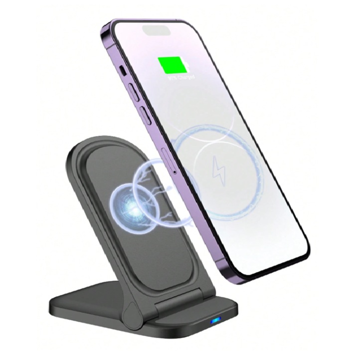 Incarcator Wireless Fast Charging 15W – Compatibil iPhone & Android (Samsung, Huawei, Pixel, OnePlus)