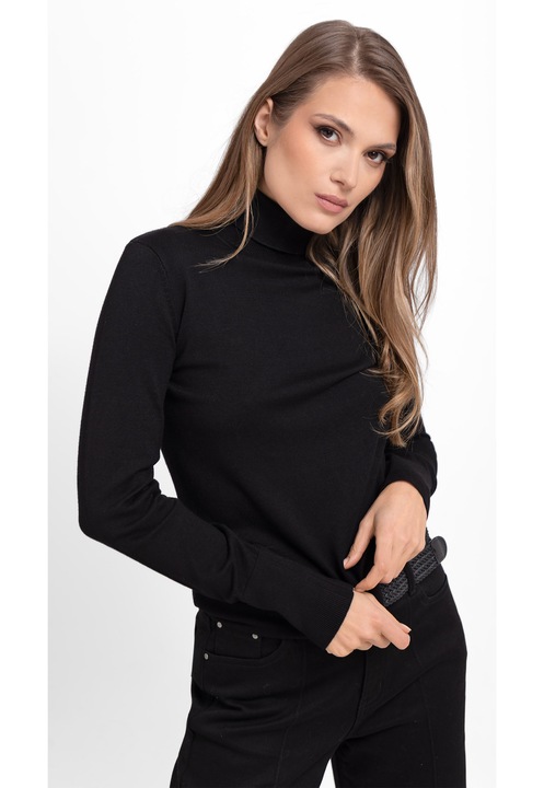 Pulover cu guler inalt Volcano S-Juli, dama, usor, negru, Negru