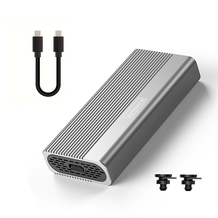 SSD кутия Zenwire, M280U4C, SSD M.2 NVME Pcie кутия, USB-C 4, джоб за M2 диск, Thunderbolt 4, 40 GB, активно охлаждане, 2230/2242/2260/2280, 8 TB, съвместим с Windows, MacOS, Android, Linux