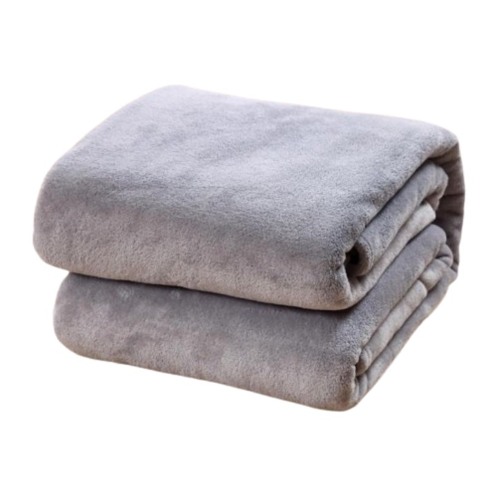 Patură Cocolino Super Elegant Pucioasa, Gri, 200x230 cm, textură pufoasă, design modern