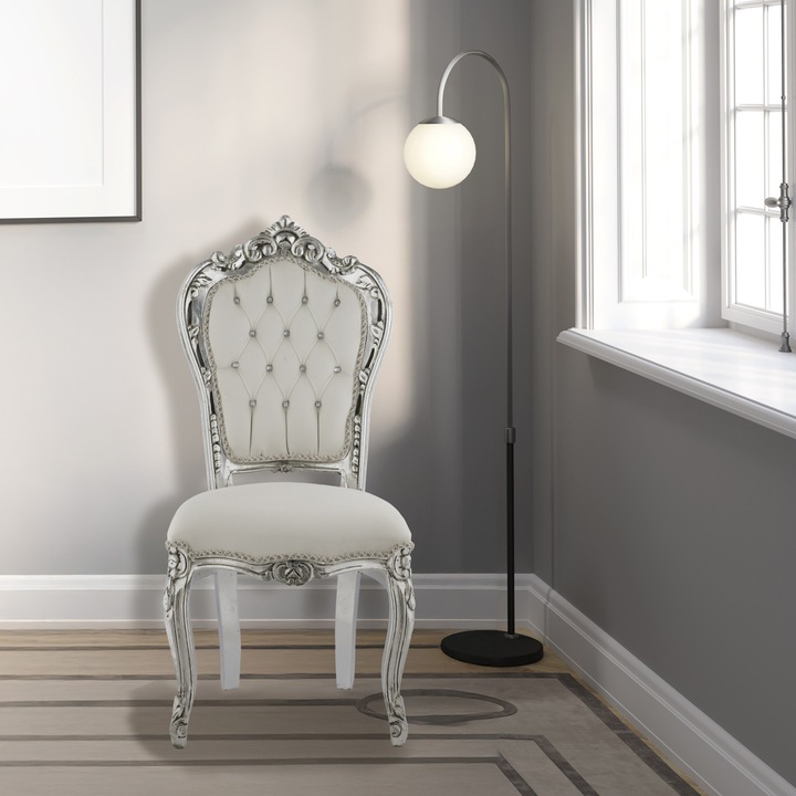 Scaun din lemn masiv ITALUX, stil baroc, tapitat cu catifea, inaltime 108cm