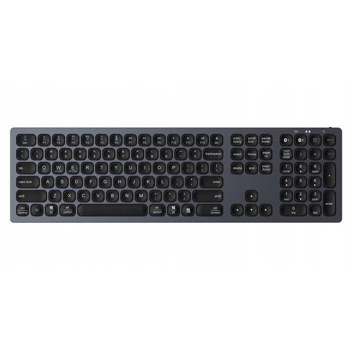 Tastatura, Typeclaw, BC120, Dimensiune completa, Wireless, Bluetooth 3.0, Posibilitatea de a conecta doua dispozitive, Tastatura numerica, Functii multimedia, Taste ergonomice, Timp de functionare de pana la 80 de ore, Timp de incarcare de pana la 2 ore