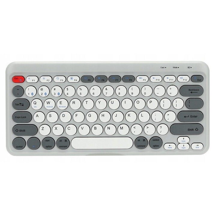 Tastatura wireless Bluetooth, fara marca, model BK3005, marime mica, functie wireless 2.4G, compatibila cu Windows, Mac, Android, iOS, culoare gri, setul include 1 tastatura, material ABS, standard cu 78 de taste, textura neteda si confortabila
