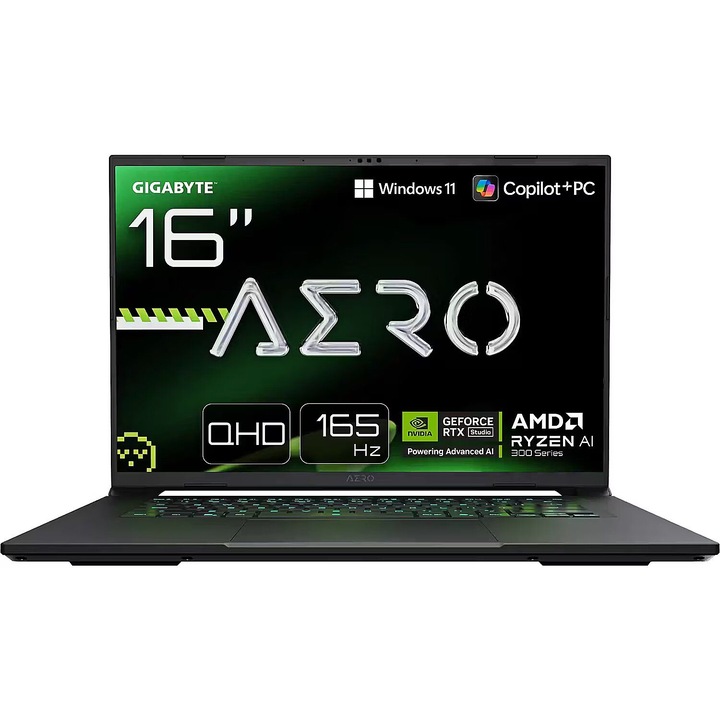 Gigabyte AERO X16 1WH 1WH93EEC64AH laptop, 16 hüvelykes 2560 x 1600, AMD AI 7 350 8 C / 16 T, 2 GHz - 5 GHz, 8 MB 16 MB gyorsítótár, 32 GB DDR5, 1 TB SSD, Nvidia GeForce RTX 5070, Windows 11 Home
