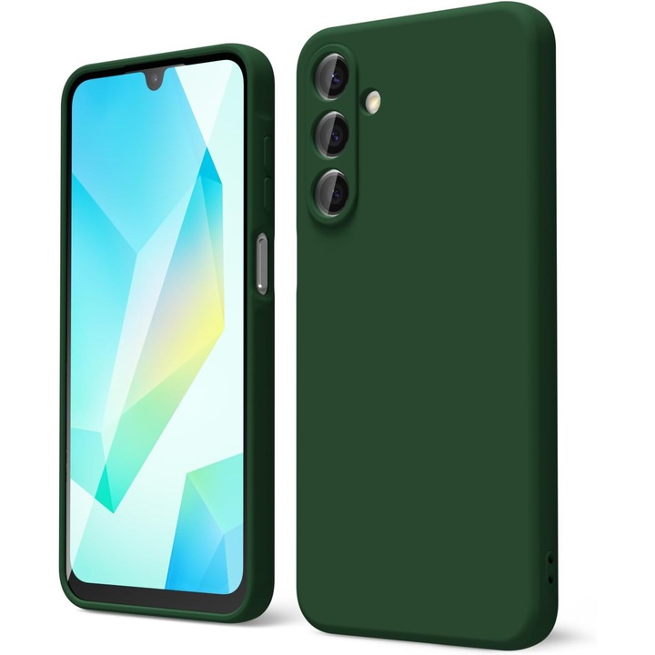 Husa pentru Samsung Galaxy A17 Daden® Silicon Soft, Ultra Slim, Protectie sporita, Interior de microfibra, Verde inchis