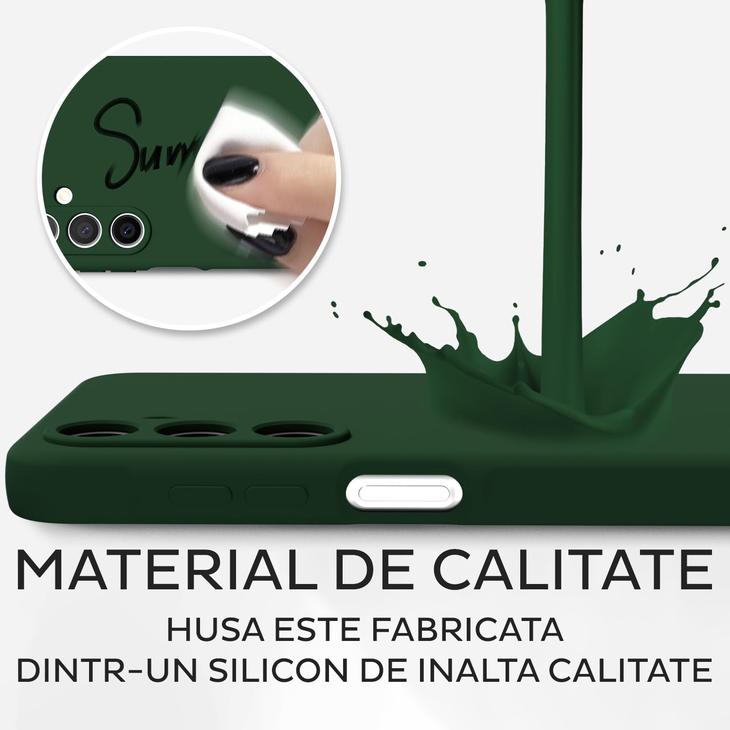 Husa pentru Samsung Galaxy A17 Daden® Silicon Soft, Ultra Slim, Protectie sporita, Interior de microfibra, Verde inchis