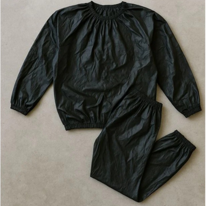 Szaunaruha Fekete L-XL, Uniszex, PVC – 2 darabos szett izzadásra edzés, fitnesz és kardió közben