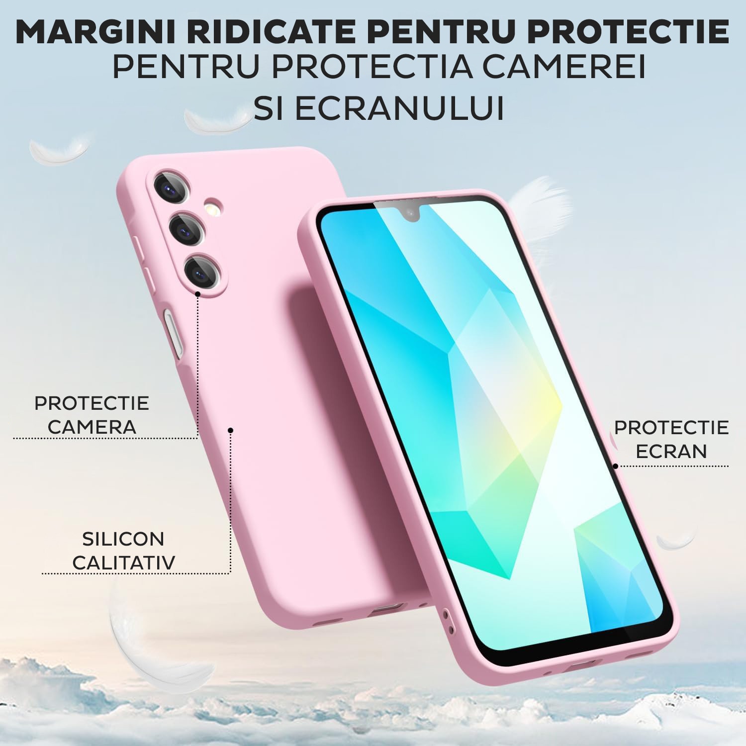 Husa pentru Samsung Galaxy A17 Daden® Silicon Soft, Ultra Slim, Protectie sporita, Interior de microfibra, Roz