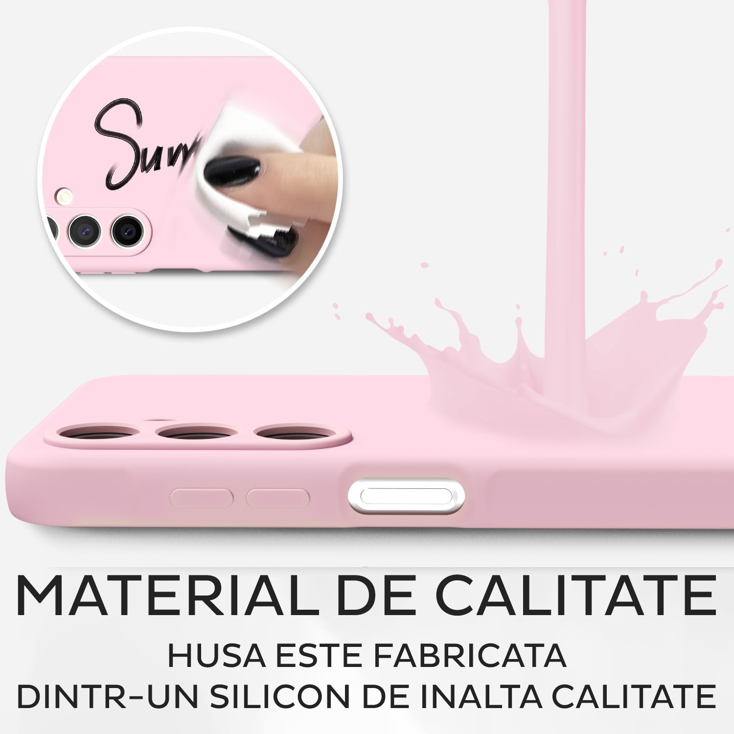 Husa pentru Samsung Galaxy A17 Daden® Silicon Soft, Ultra Slim, Protectie sporita, Interior de microfibra, Roz