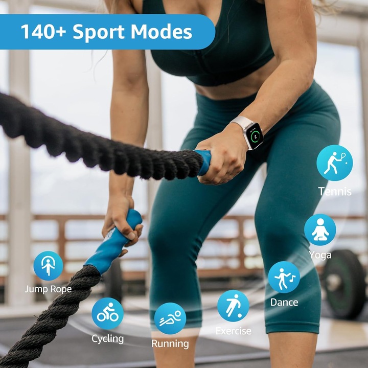 Okosóra nőknek, hívásfogadás és -hívások hívása, 1,95"-os képernyő, pulzusszám-, alvás- és vérnyomásmérés, több mint 140 sport, Android és iOS kompatibilis, IP68 védelemmel