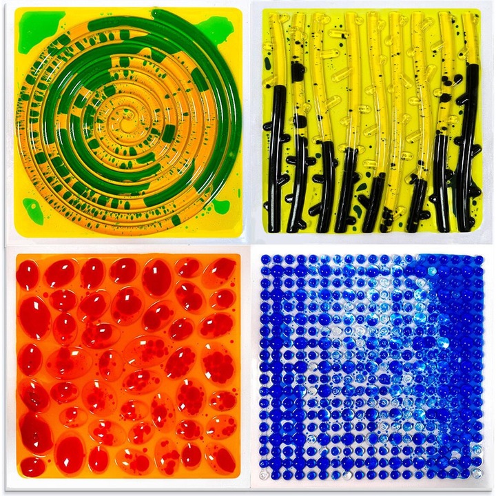 4 darabos aktivitásközpont szett, Tullo, folyadékkal teli érzékszervi csempék, 30x30cm