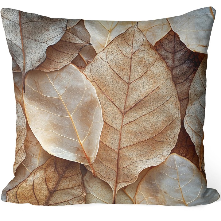 Fata de perna decorativa, HomeView, 40x40 cm, 100% poliester, imprimeu de toamna