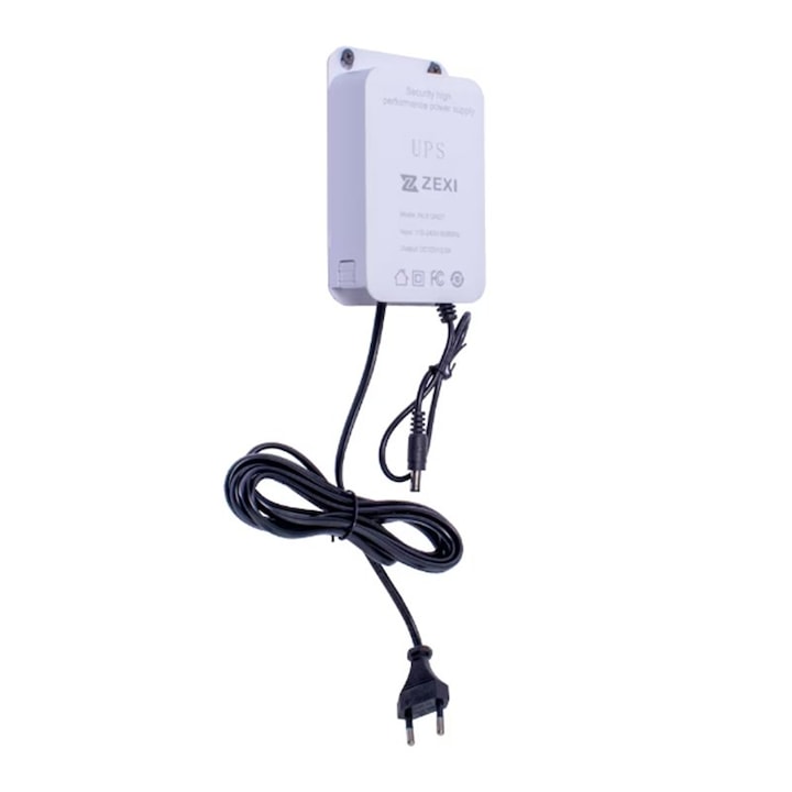 Мини UPS ZOUN, 12V 2A, бял, водоустойчив, защита от мълнии, 120x80x35mm