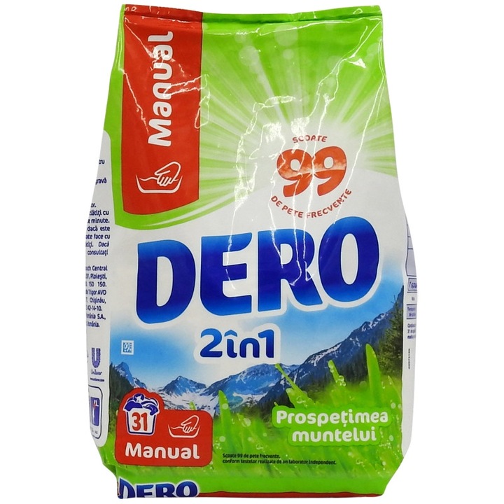 Detergent de rufe Dero manual 1.4kg 2in1 mountain freshness 31 spalari