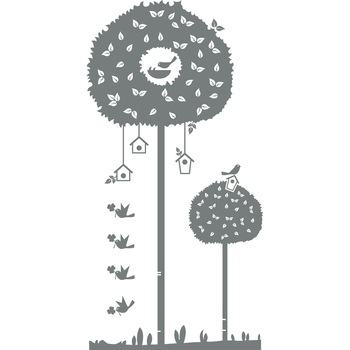 Copacel cu pasari - Sticker Decorativ - Gri Metal - 150 x 76 cm Copacel cu pasari - Sticker Decorativ - Gri Metal - 150 x 76 cm