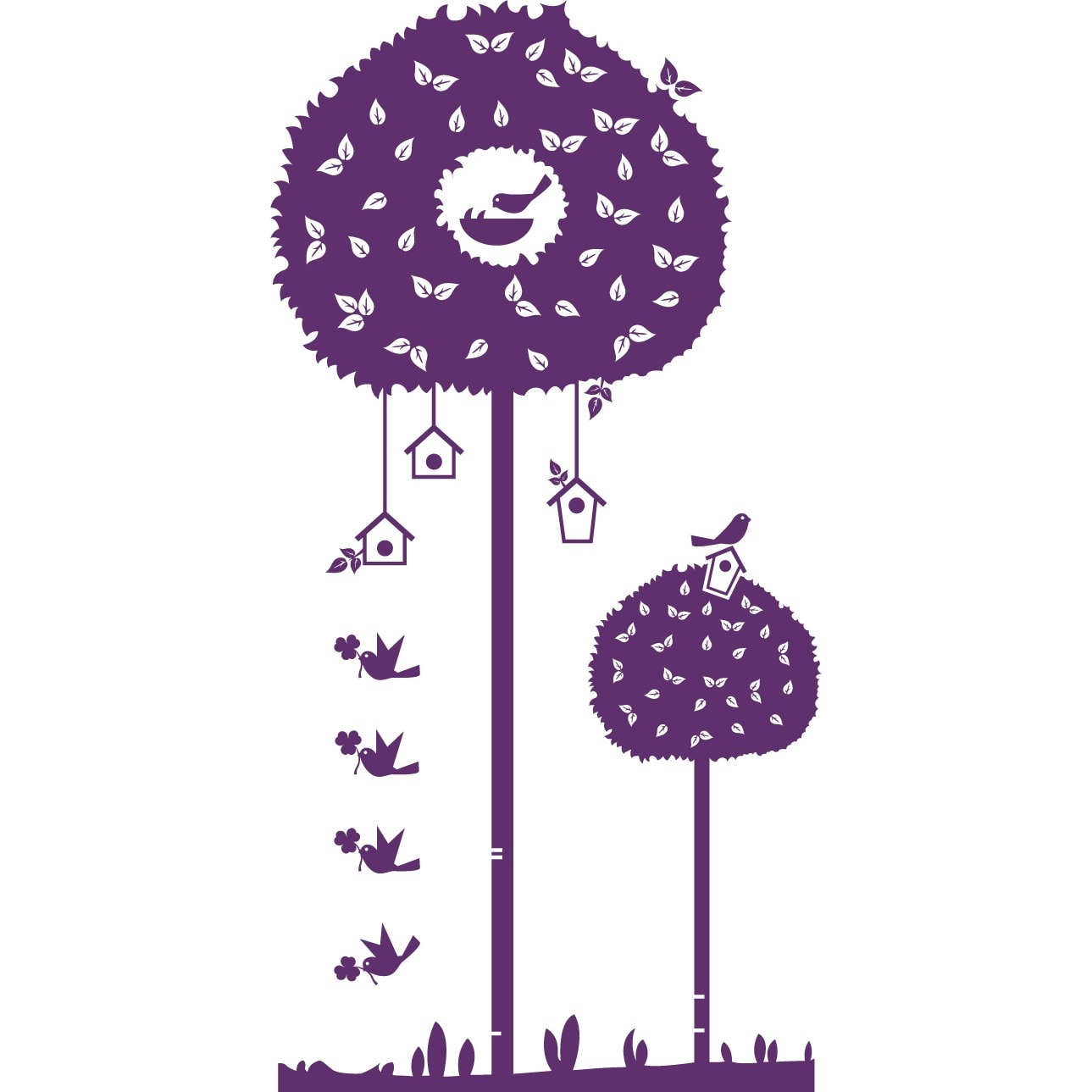 Copacel cu pasari - Sticker Decorativ - Indigo - 150 x 76 cm