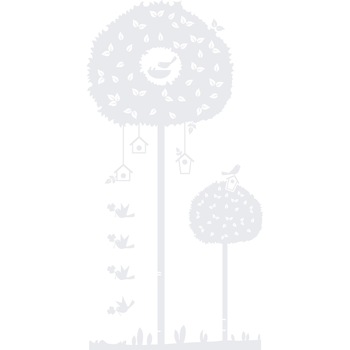 Copacel cu pasari - Sticker Decorativ - Alb polar - 150 x 76 cm Copacel cu pasari - Sticker Decorativ - Alb polar - 150 x 76 cm
