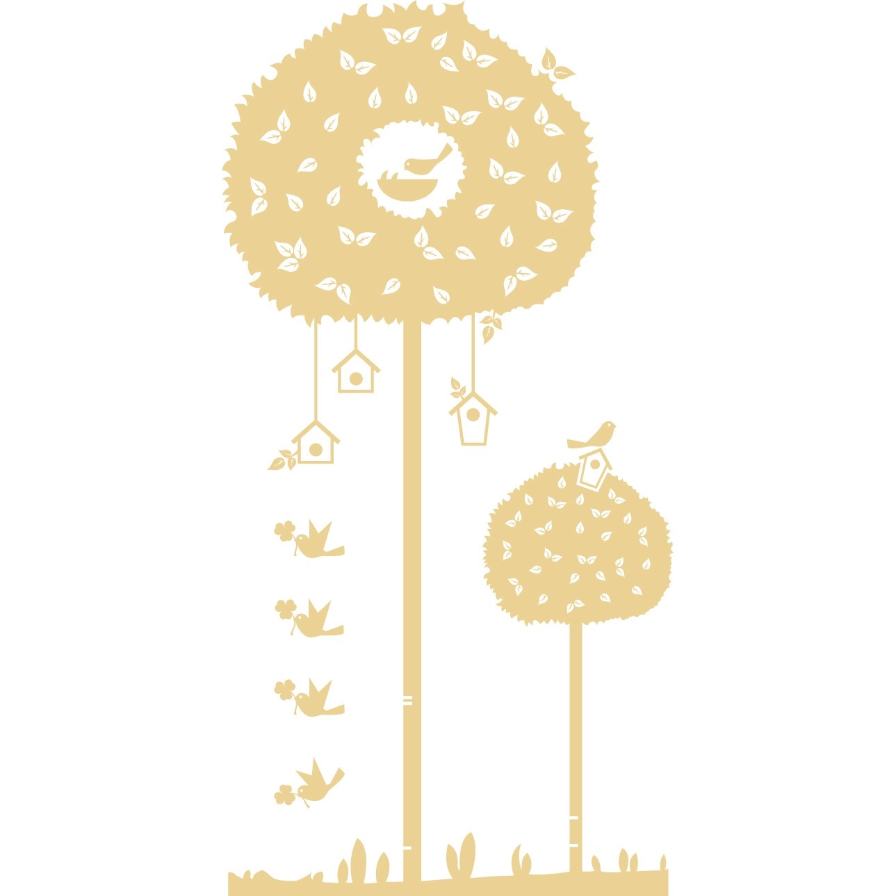 Copacel cu pasari - Sticker Decorativ - Bej - 200 x 101 cm