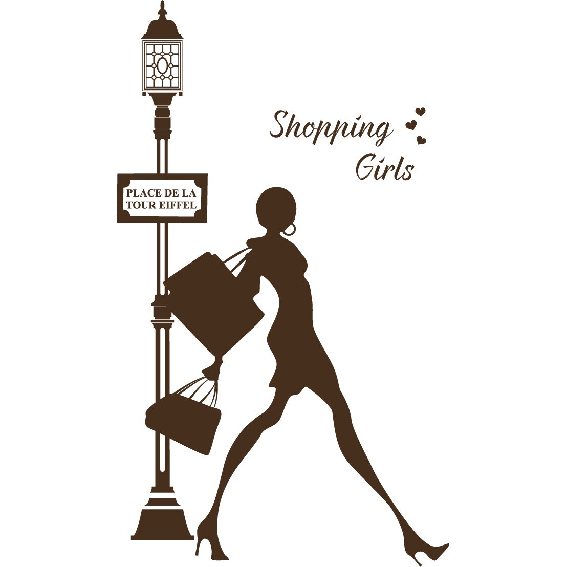 Shopping girls - Sticker Decorativ - Choco - 88 x 150 cm