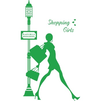 Shopping girls - Sticker Decorativ - Verde - 117 x 200 cm Shopping girls - Sticker Decorativ - Verde - 117 x 200 cm