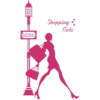 Shopping girls - Sticker Decorativ - Magenta - 117 x 200 cm Shopping girls - Sticker Decorativ - Magenta - 117 x 200 cm