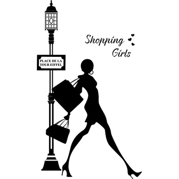 Shopping girls - Sticker Decorativ - Negru - 117 x 200 cm Shopping girls - Sticker Decorativ - Negru - 117 x 200 cm