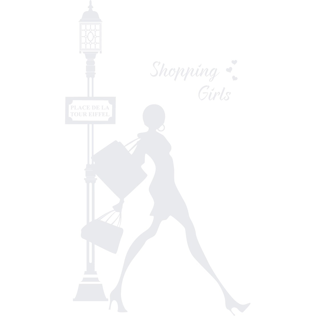 Shopping girls - Sticker Decorativ - Alb polar - 117 x 200 cm