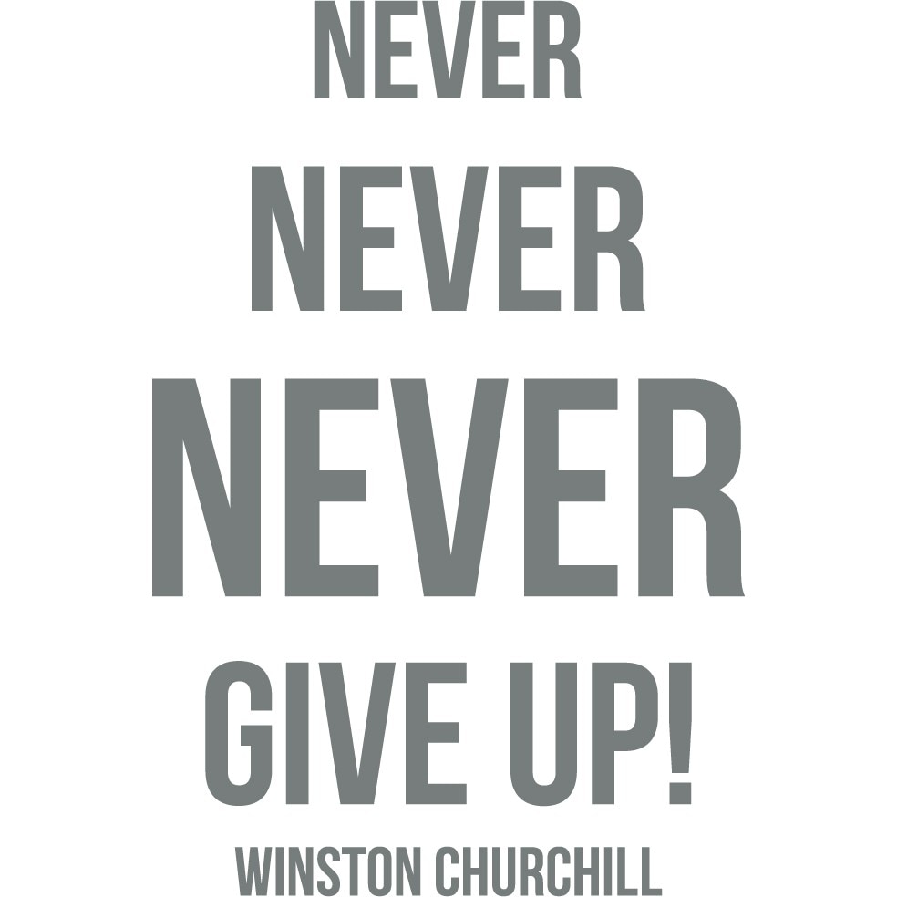 Never Give Up! - Sticker Decorativ - Gri Metal - 89 x 135 cm