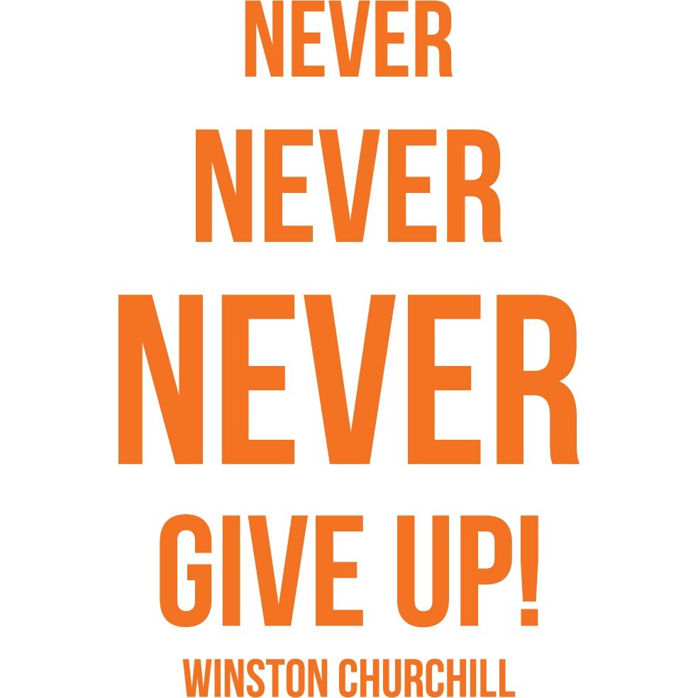 Never Give Up! - Sticker Decorativ - Portocaliu - 89 x 135 cm