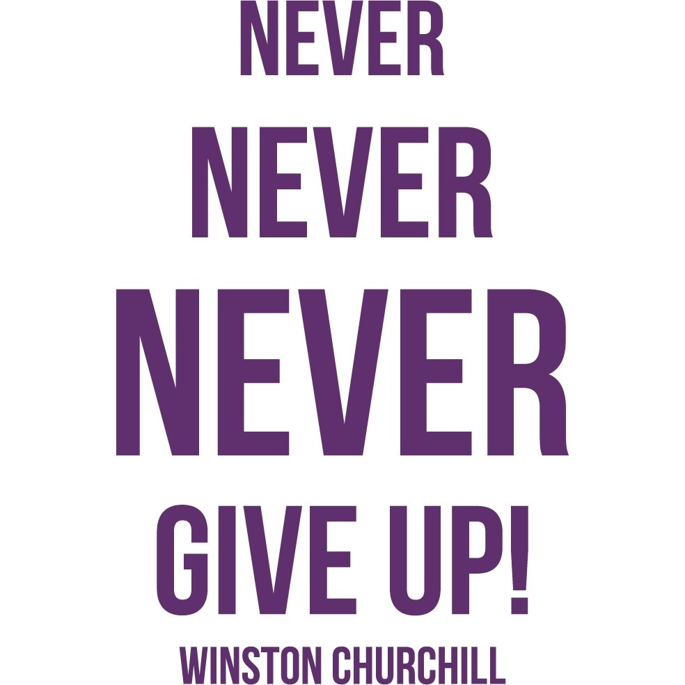 Never Give Up! - Sticker Decorativ - Indigo - 119 x 180 cm