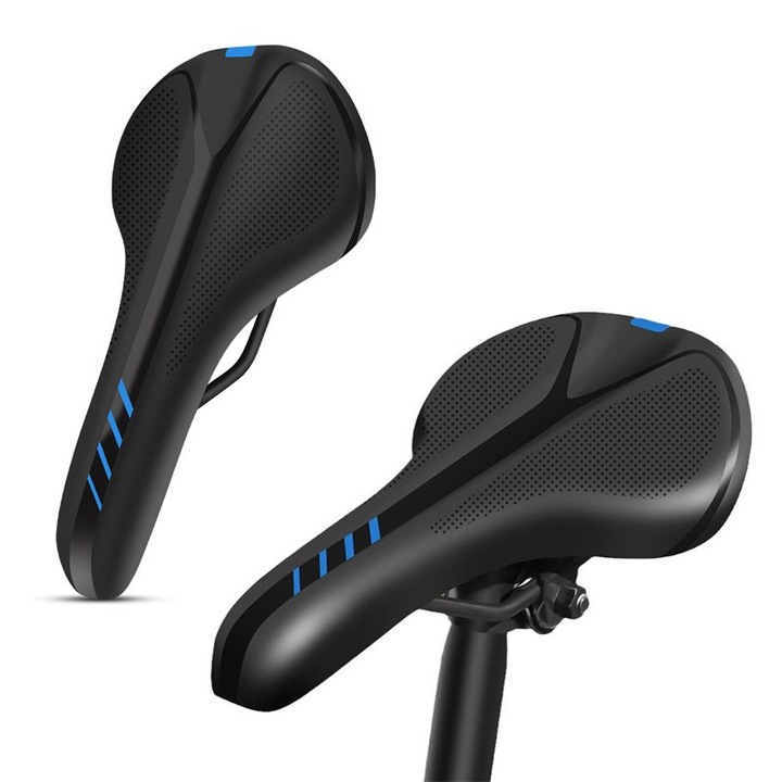 Седалка за велосипед, ZOUN, водоустойчива, ергономичен дизайн, PU кожа, 27,5 × 14 × 7 см, амортисьори, дишаща, подходяща за планински/шосейни велосипеди, черна