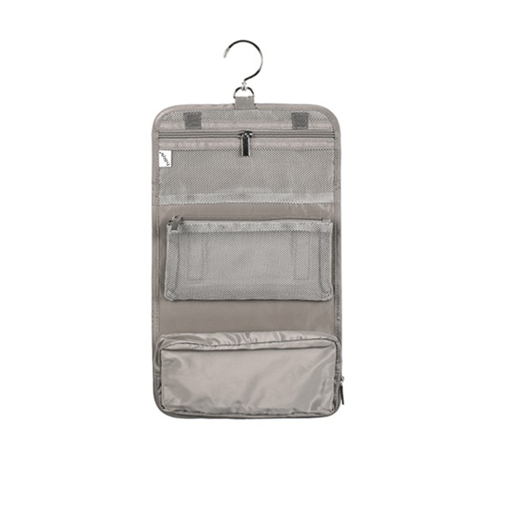 Geanta Organizator sau Depozitare Cosmetice si Accesorii Igiena, cu 2 Buzunare Modulare Detasabile, Utilizabile Independent, Atasare Rapida si Rezistenta prin Velcro, Ideala pentru Calatorii sau Vacante, Gri, PriStyle®