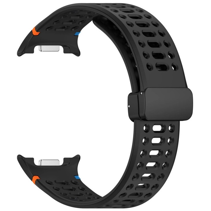 Szilikon szíj, Samsung Galaxy Watch 8/8 Classic-hoz, HUANLONG, lélegző, mágneses, fekete
