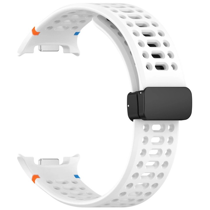 Szilikon szíj, Samsung Galaxy Watch 8/8 Classic-hoz, HUANLONG, fehér, 46mm